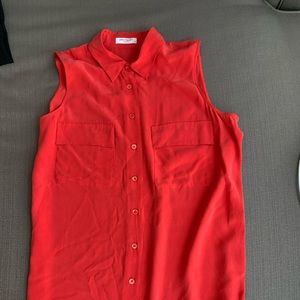 Equipment long sleeveless button down blouse